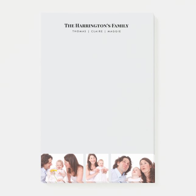 Post-it® Personnalisé 3 sections Famille Photo Collage Blac (Devant)