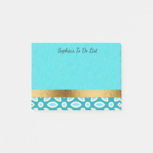 Post-it® Personnalisé Arctic Blue Turquoise White Gold (Devant)