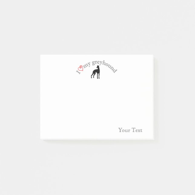 Post-it® Personnalisé "je coeur mon lévrier " (Devant)