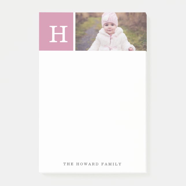 Post-it® Personnalisé | Monogramme et photo (Devant)