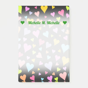Post-it® Personnalisé Nom + Amusant, Amoureux, Colorful Hea