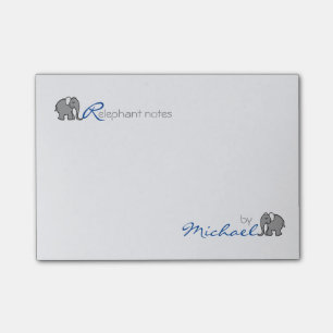 Post-it® Personnalisé "RElephant Notes" gris et bleu
