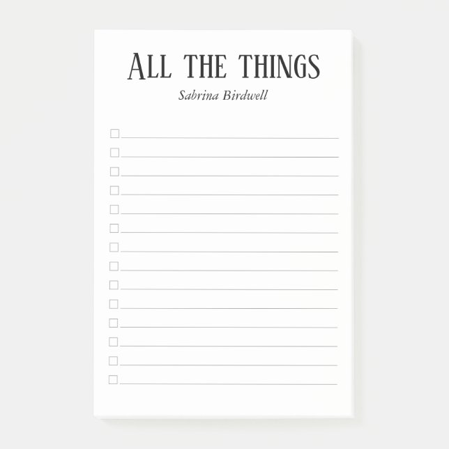 Post-it® Personnalisé Toutes les choses | Pour faire la lis (Devant)
