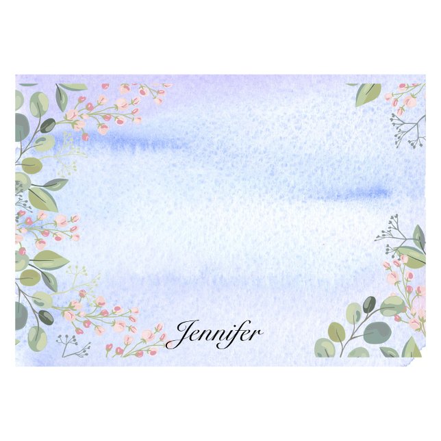 Post-it® Personnaliser Nom Aquarelle Bordure florale simple (Créateur téléchargé)