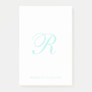 Post-it® Personnaliser Script Monogramme & Nom, Turquoise l