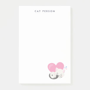 Post-it® Personne Chat Texte mignon Blanc Kitty Chat Dormir
