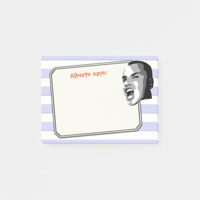 Post-it® Personne criant sur les rayures bleues en pastel (Devant)