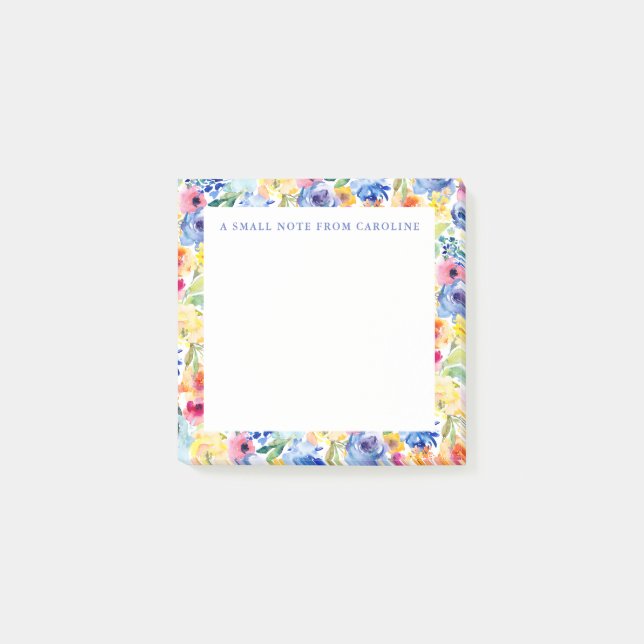 Post-it® Petit bloc-notes adhésif aquarelle florale colorée (Devant)