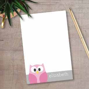 Post-it® Petit hibou du dessin animé - Nom personnalisé ros