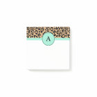 Petit Leopard Turquoise Monogramme Post It Notes