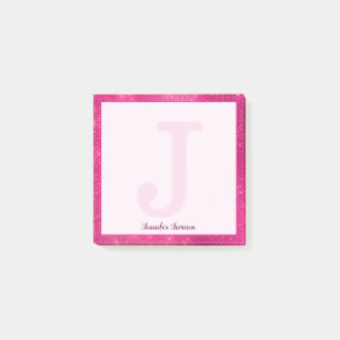 Post-it® Petit Monogramme Fille Brillant Rose Étincelle