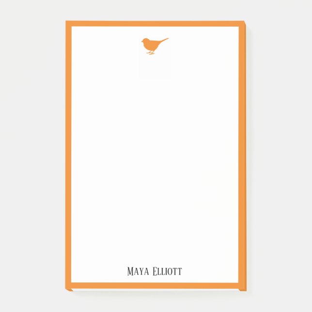 Post-it® Petit oiseau orange brillant et bordure blanche (Devant)