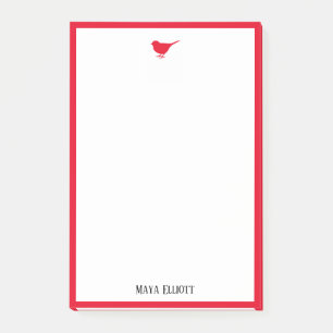Post-it® Petit oiseau rouge brillant et bordure en blanc