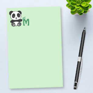 Post-it® Petit panda mignon avec Monogramme à bâtonnet de b