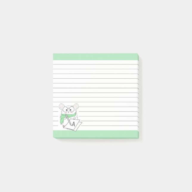Post-it® Petite Hamster Monogramme Vert Notes (Devant)