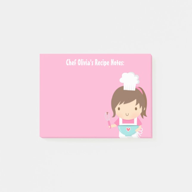 Post-it® Petite recette mignonne de fille de Baker de chef (Devant)