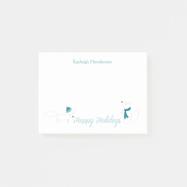 Post-it® Petits Renards D'Hiver Joyeux Vacances Personnalis (Devant)