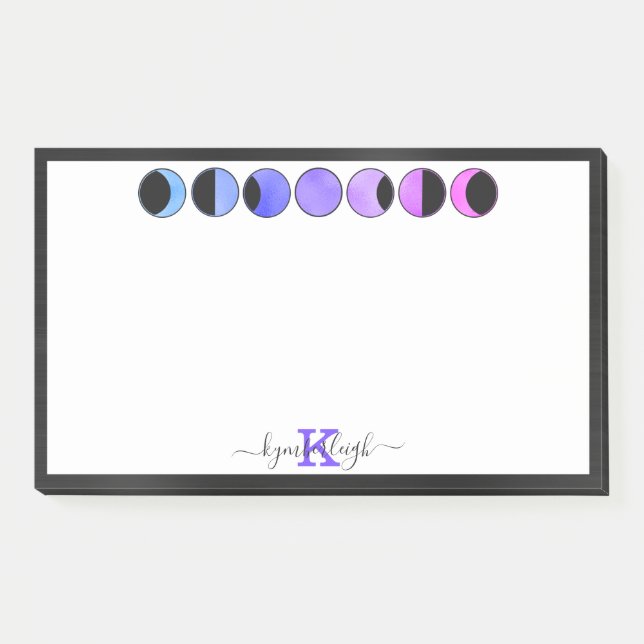 Post-it® Phases de la lune de glam Nom du monogramme Grand  (Devant)