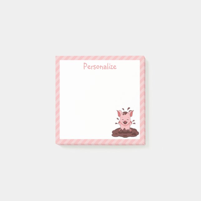 Post-it® Piglette Mignonne Jouant Dans La Boue (Devant)