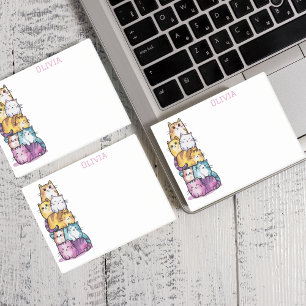 Post-it® Pile de chat mignonne, Aquarelle amusante, Nom per