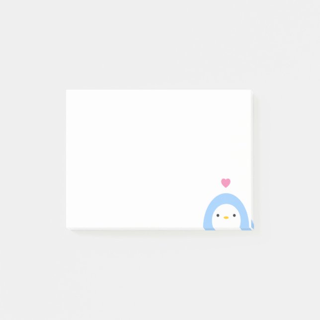 Post-it® Pingouin dans des notes de post-it d'amour (Devant)