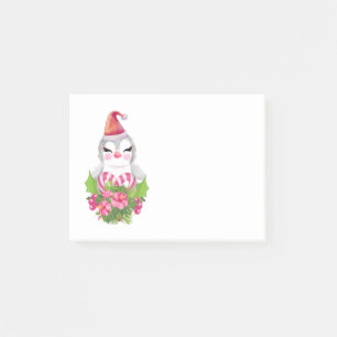 Post-it® Pingouin de Noël mignon à Santa Hat