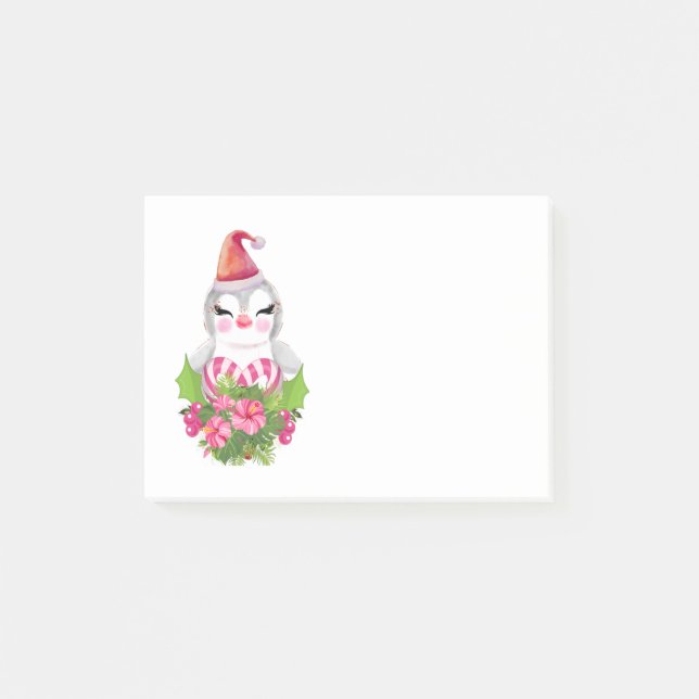 Post-it® Pingouin de Noël mignon à Santa Hat (Devant)