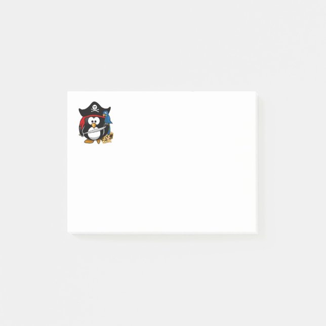 Post-it® Pingouin de pirate de carton mignon avec perroquet (Devant)