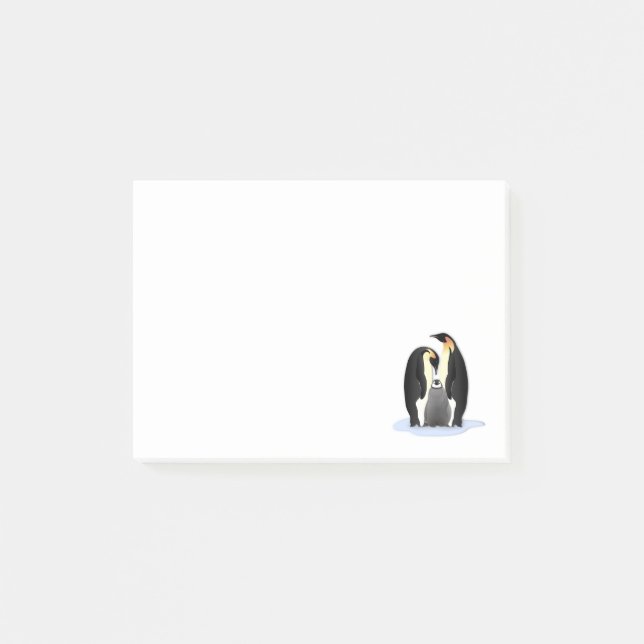 Post-it® Pingouins d'empereur mignons nichant la famille (Devant)