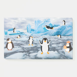 Post-it® pingouins mignons dans la glace de l'Antarctique