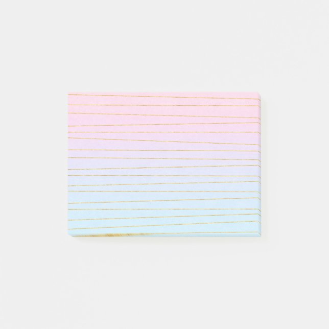 Post-it® Pink Blue Pastel dégradé avec Gold Lines (Devant)
