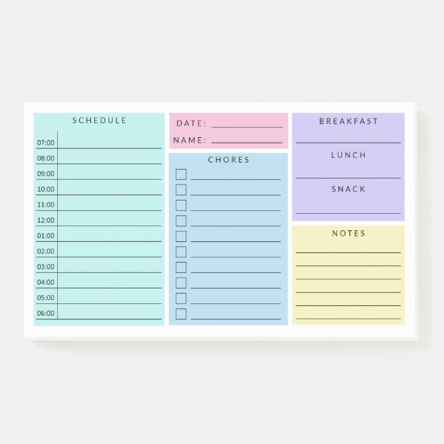Post-it® Pink Blue Purple Daily Home Calendrier de l'école (Devant)
