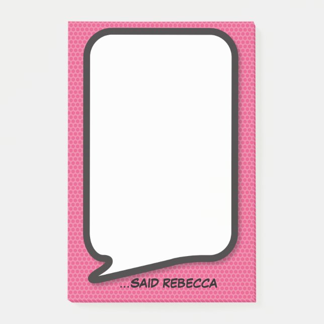 Post-it® Pink Fun Personnalisé Comic Livre Voix Bubble (Devant)