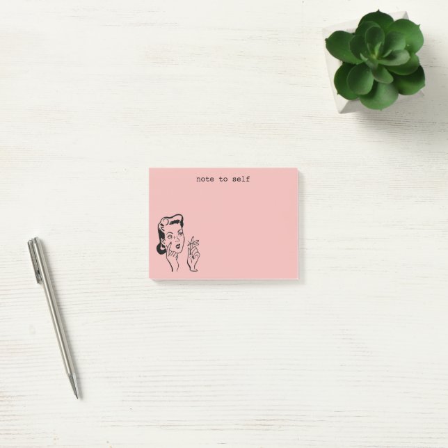 Post-it® Pink Funky Rétro Femme de ménage Note à soi (Bureau)