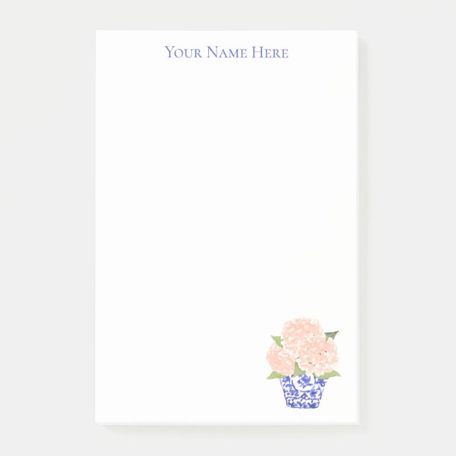Post-it® Pink Hydrangea in Chinoiserie Planer Post-It Note  (Devant)