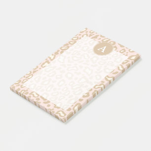 Post-it® Pink Office Leopard Monogram Post It Notes Cadeau