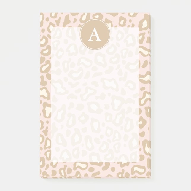 Post-it® Pink Office Leopard Monogram Post It Notes Cadeau (Devant)