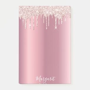Post-it® Pink rose or métal glacier nom script
