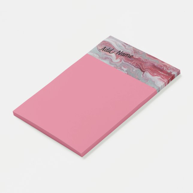Post-it® Pink Silver Abstrait Personnaliser Poster Notes 4x (Incliné)