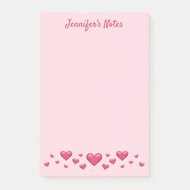Post-it® Pink Valentine's Day Hearts & Custom Text (Devant)