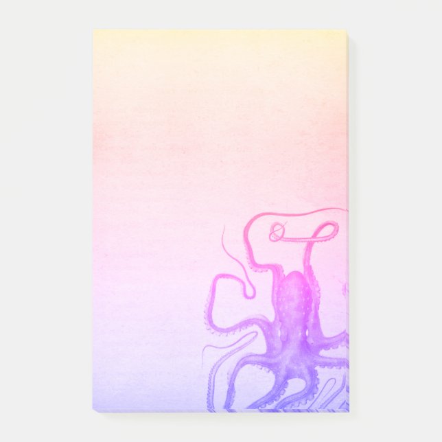 Post-it® Pink violet Octopus Ombre Steampunk Mer (Devant)