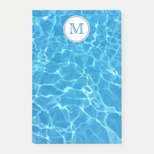 Post-it® Piscine Bleue Étincelante Monogramme d'eau Bleue