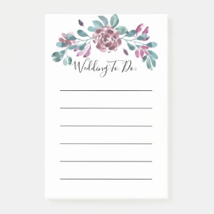 Post-it® Pivoine pourpre aquarelle floral À FAIRE liste pos