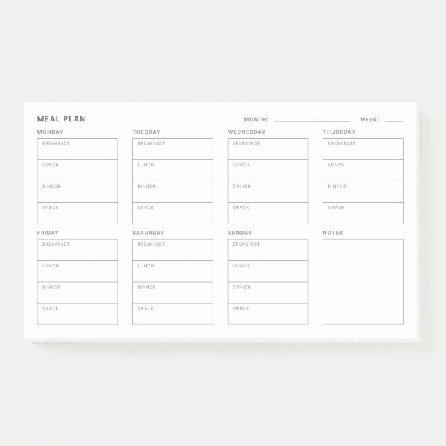 Post-it® Plan de repas Planificateur hebdomadaire (Devant)