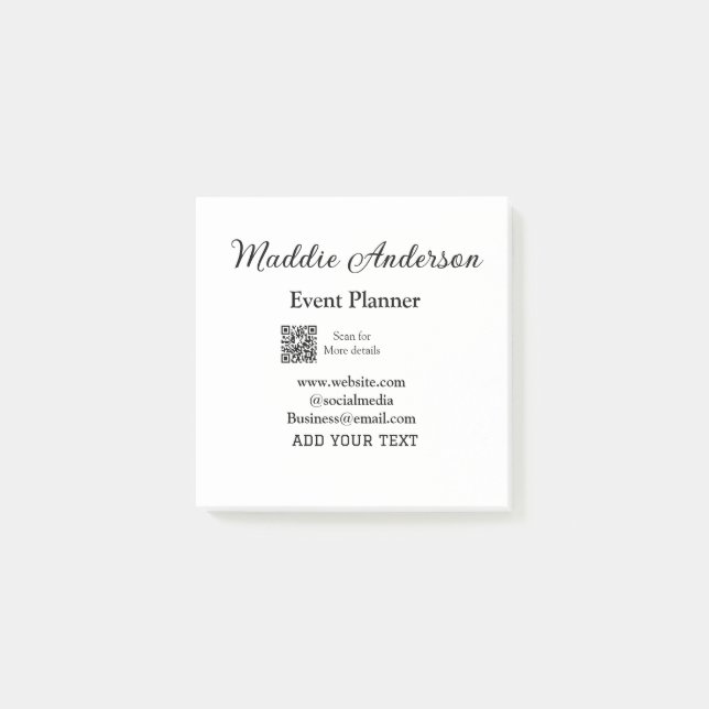 Post-it® Planificateur d'événements ajouter nom Q R code dé (Devant)