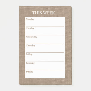 Post-it® Planificateur hebdomadaire Simply Chic   Burlap ru