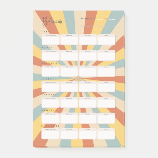 Post-it® Plannificateur de menus (Devant)