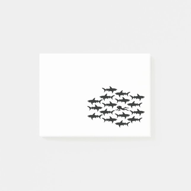 Post-it® Plongée plongée nage avec une école de requins (Devant)