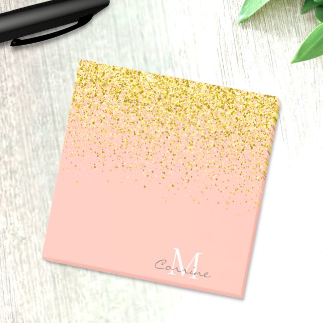 Post-it® Pluie de Parties scintillant d'or métallique + Mon (Créateur téléchargé)