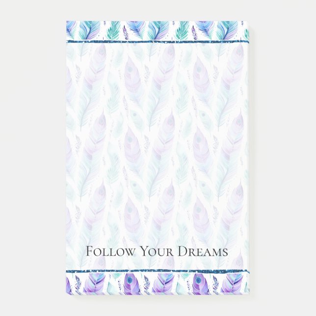 Post-it® Plumes de paon violet turquoise (Devant)